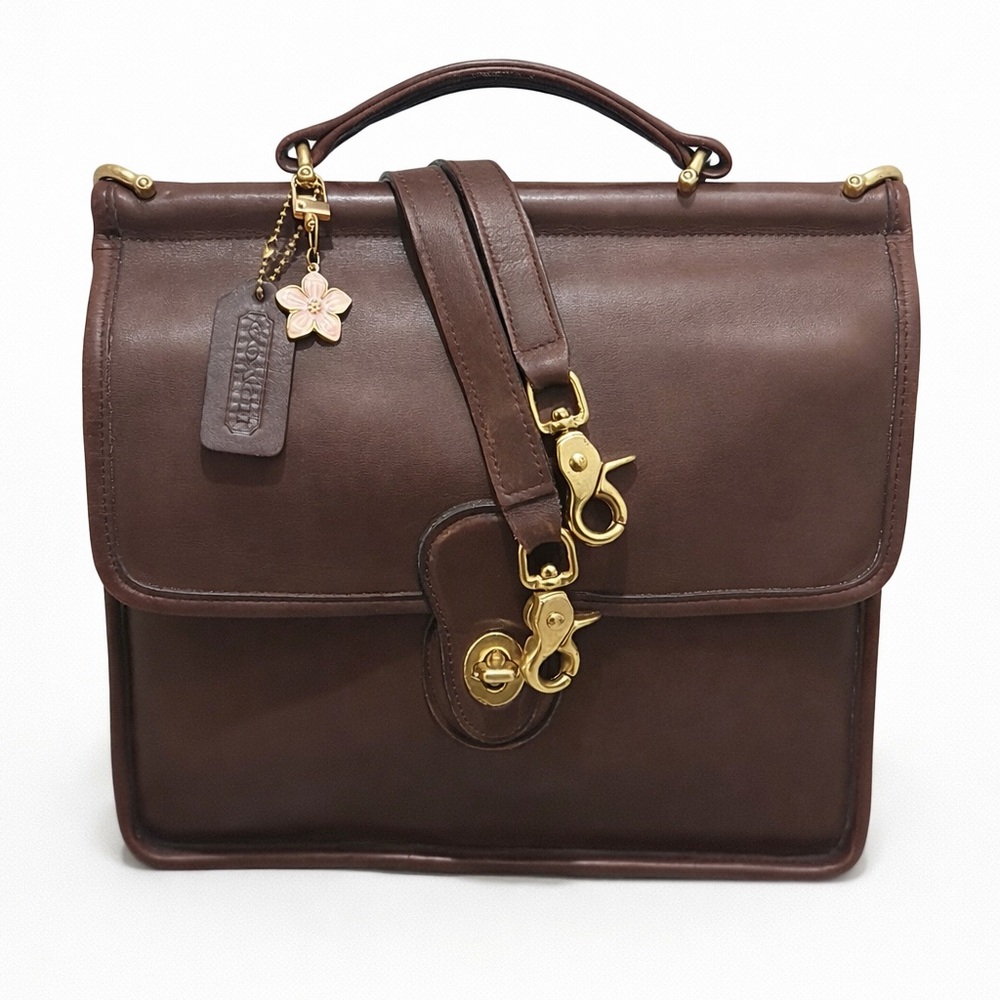 Vintage Coach Willis Brown Leather Satchel Bag — Coach Legacy, top handle
